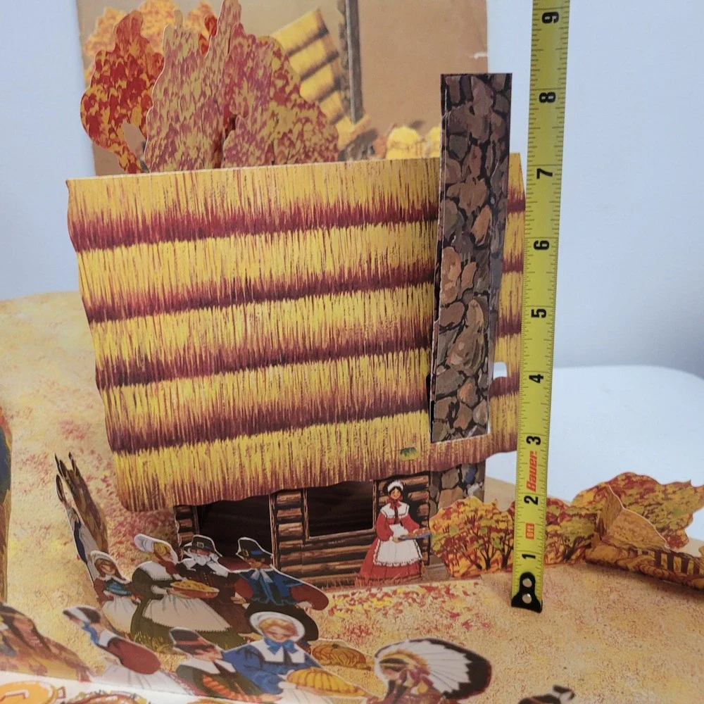 Hallmark Pop-up Thanksgiving Vintage Paper First Dinner Pilgrim Indian Decor